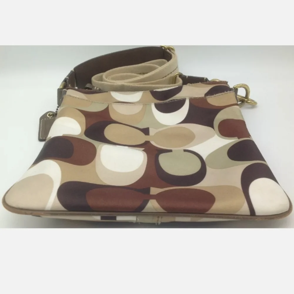 Coach 40659 Multicolor Scarf Print Tote Crossbody Bag Purse satin - Picture 5 of 9